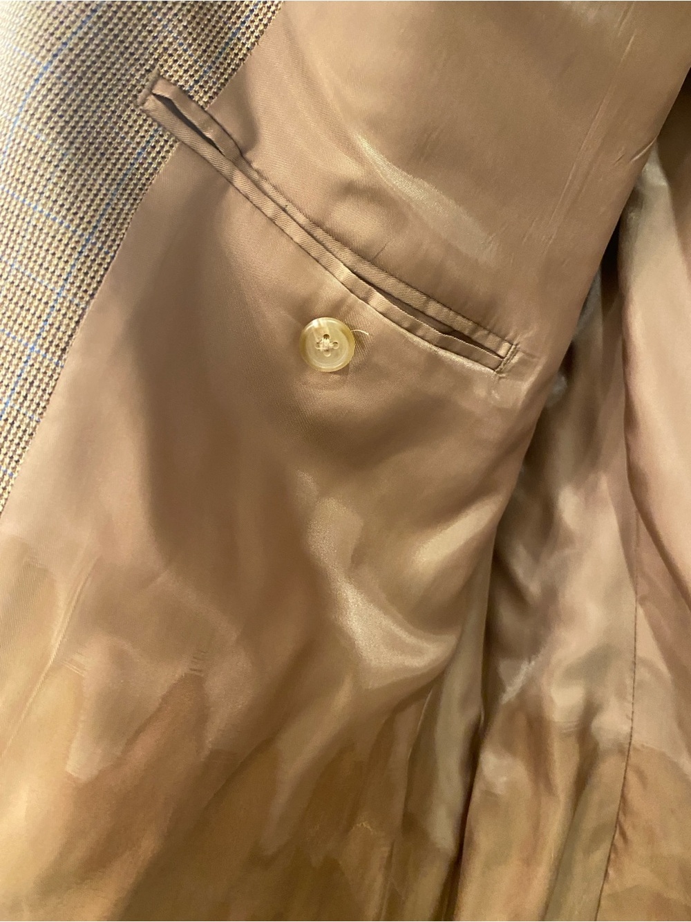 Ralph Lauren Men's Tan Sport Coat Blazer Size 46S Wool Blend Classic Houndstooth - Picture 6 of 11